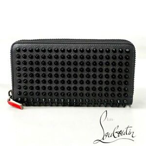 Christian Louboutin - EUC Spiked Full-Grain Leather Zip-Around Wallet